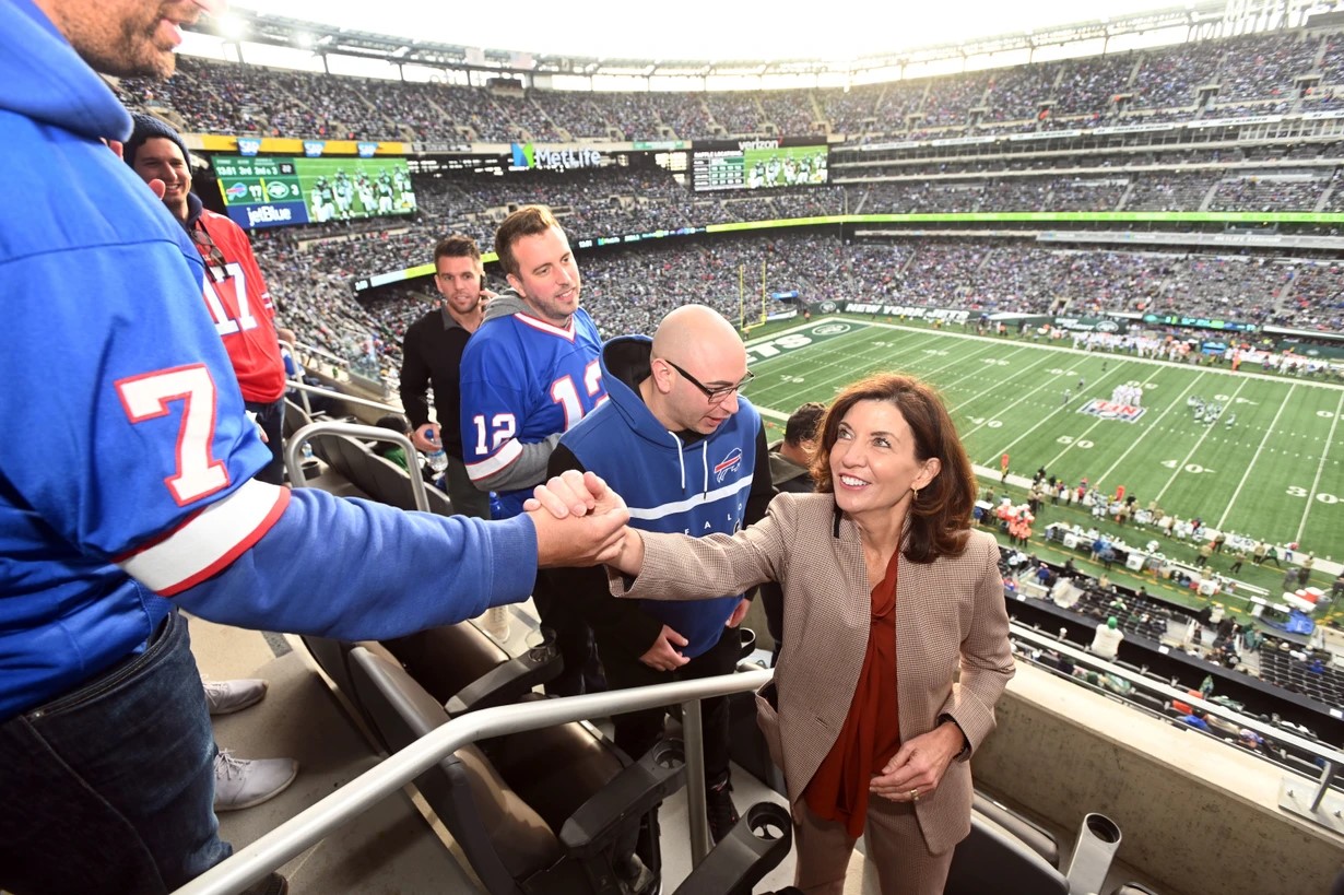 Governor Kathy Hochul attends a game between the Buffalo Bills and the New York Jets at New Jersey's MetLife Stadium on November 14, 2021. | Kevin P. Coughlin / Office of Governor Kathy Hochul