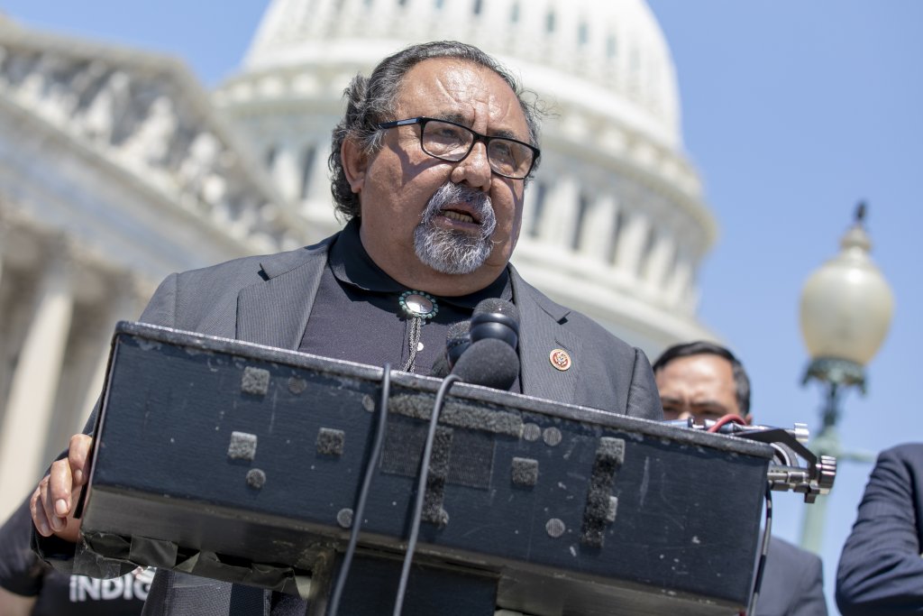 Rep. Raúl Grijalva, D-Ariz., speaks during a news conference regarding the separation of immigrant children at the U.S. Capitol on July 10, 2018 in Washington, D.C. (Photo by Alex Edelman/Getty Images)