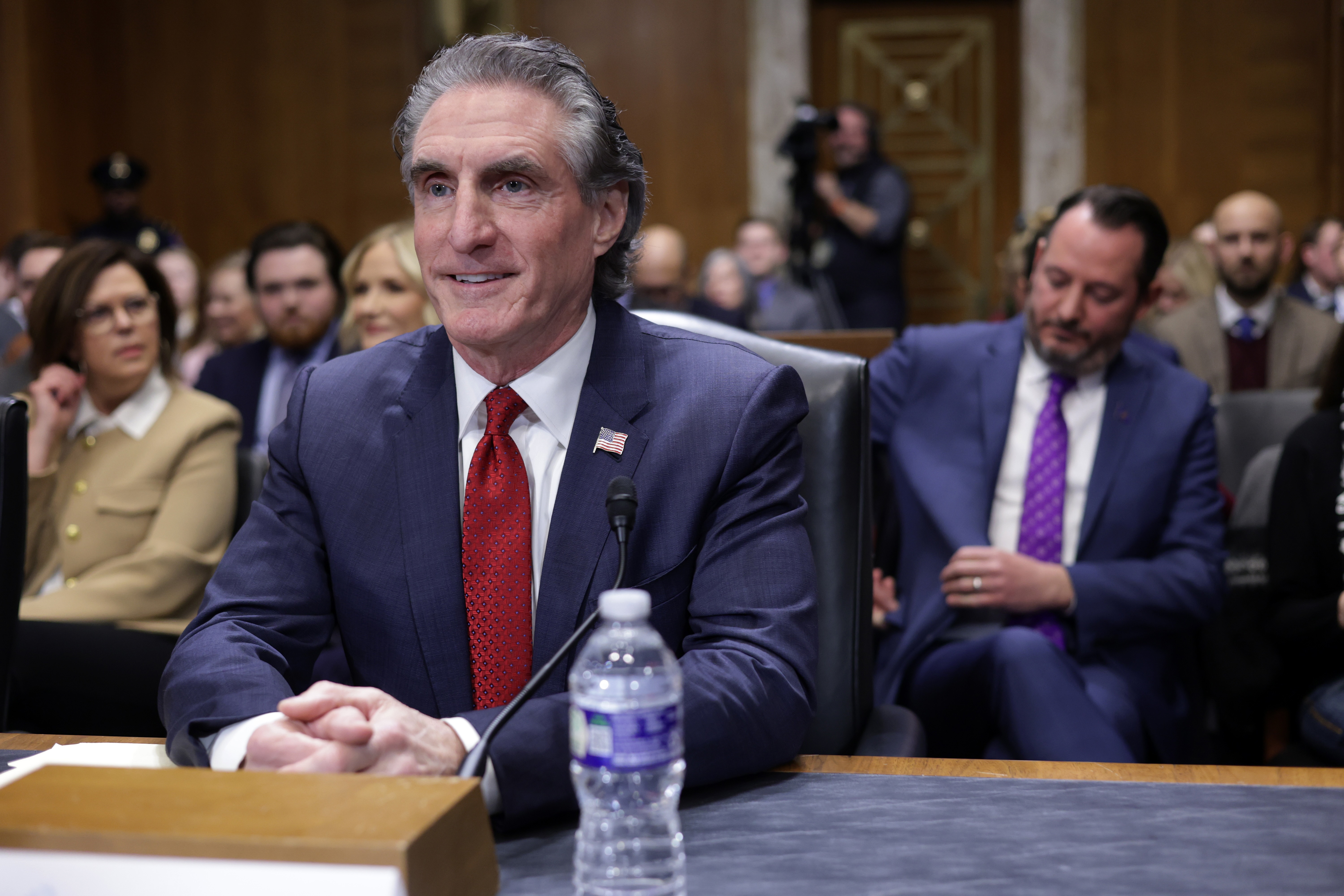 Former North Dakota Gov. Doug Burgum, President-elect Donald Trump’s nominee for Interior Department secretary, waits for the beginning of a confirmation hearing before the Senate Energy and Natural Resources Committee at Dirksen Senate Office Building on Jan. 16, 2025, on Capitol Hill in Washington, D.C. (Photo by Alex Wong/Getty Images)