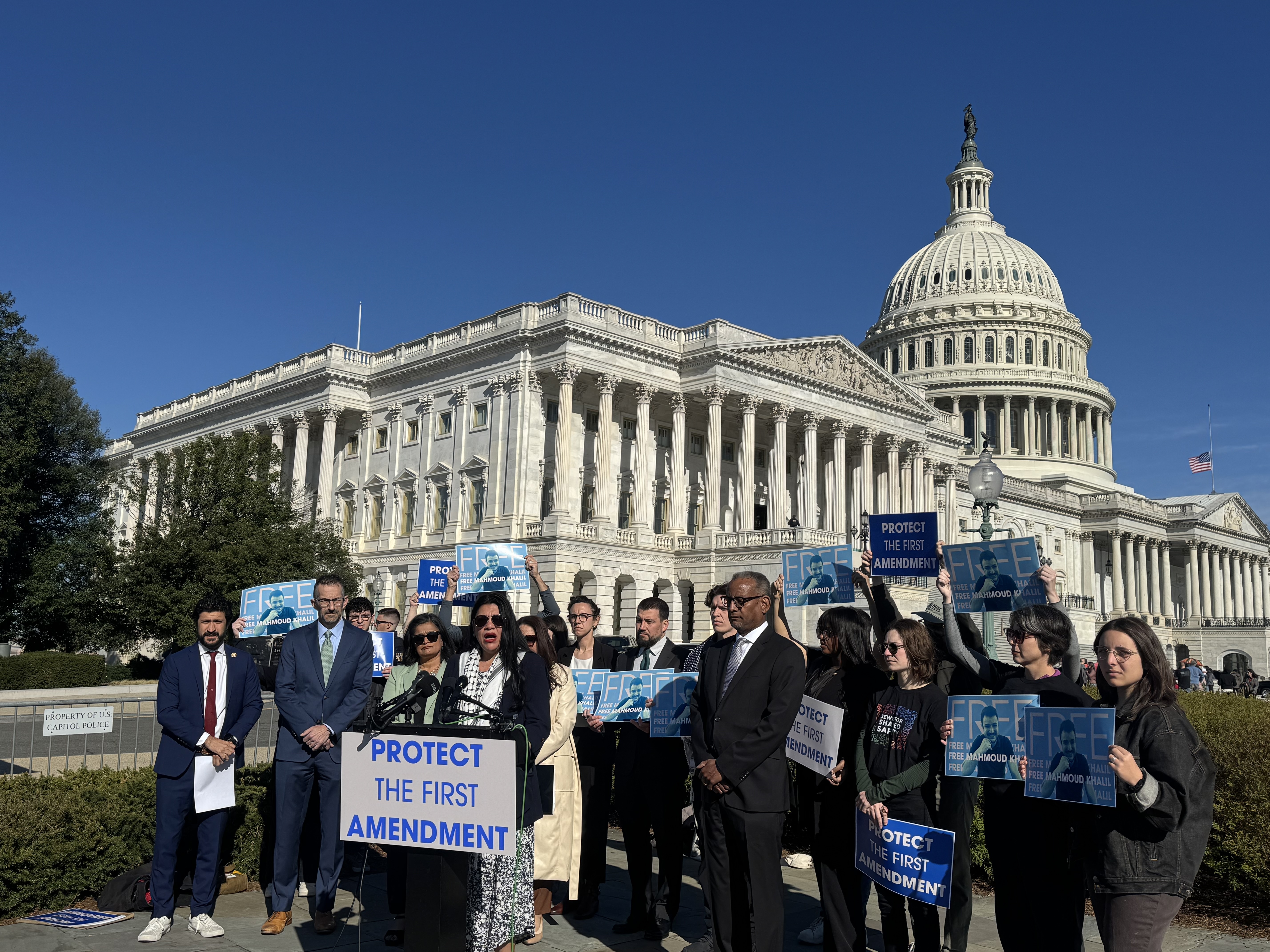 U.S. Rep. Rashida Tlaib, a Michigan Democrat, speaks at a press conference outside the U.S. Capitol on Tuesday, March 25, 2025. (Photo by Shauneen Miranda/States Newsroom) U.S. Rep. Rashida Tlaib, a Michigan Democrat, speaks at a press conference outside the U.S. Capitol on Tuesday, March 25, 2025. (Photo by Shauneen Miranda/States Newsroom)