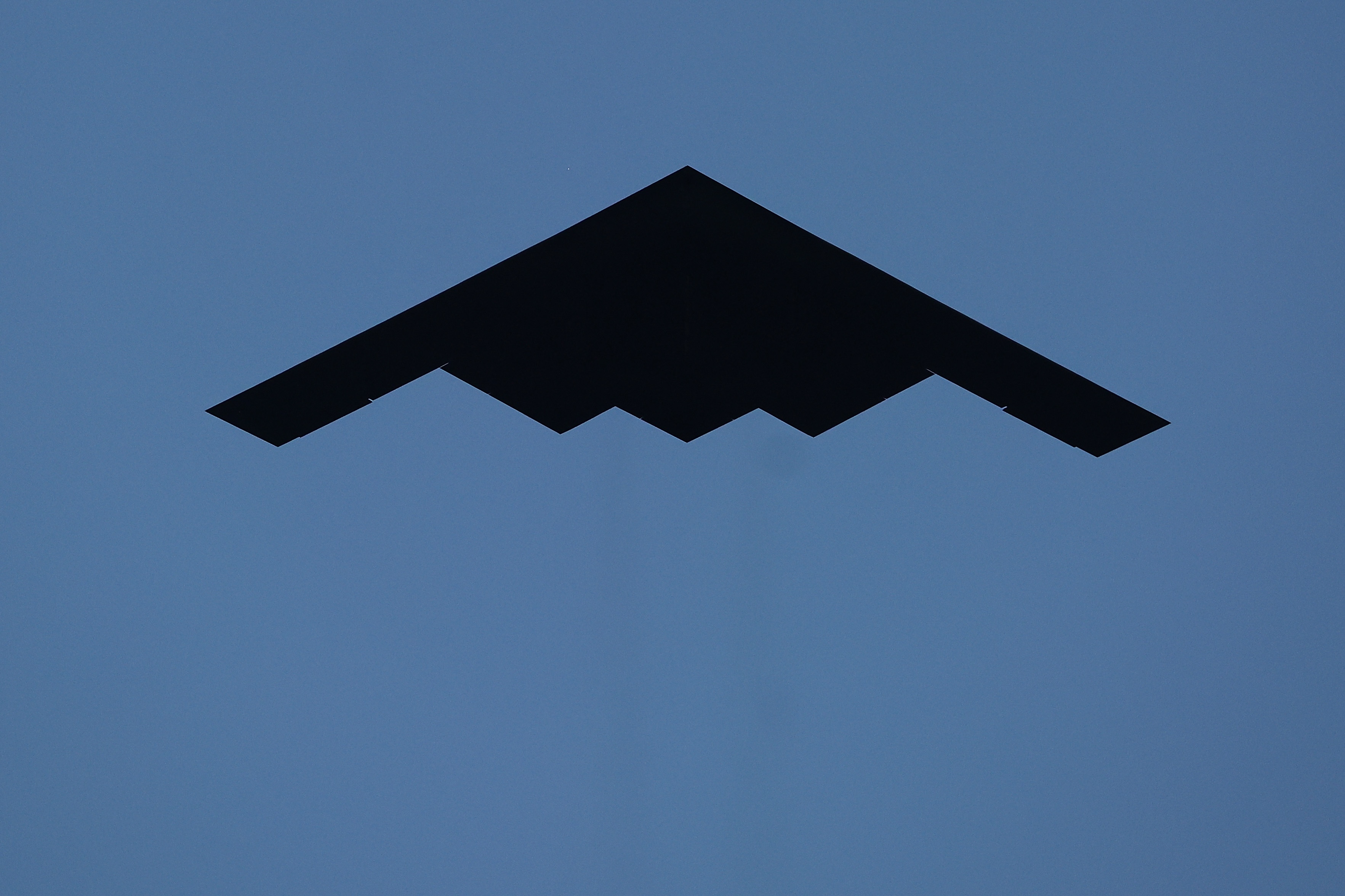 A B-2 Stealth Bomber performs a fly over before the NFL game between the Kansas City Chiefs and the Baltimore Ravens at GEHA Field at Arrowhead Stadium on Sept. 5, 2024 in Kansas City, Missouri. (Photo by Christian Petersen/Getty Images)