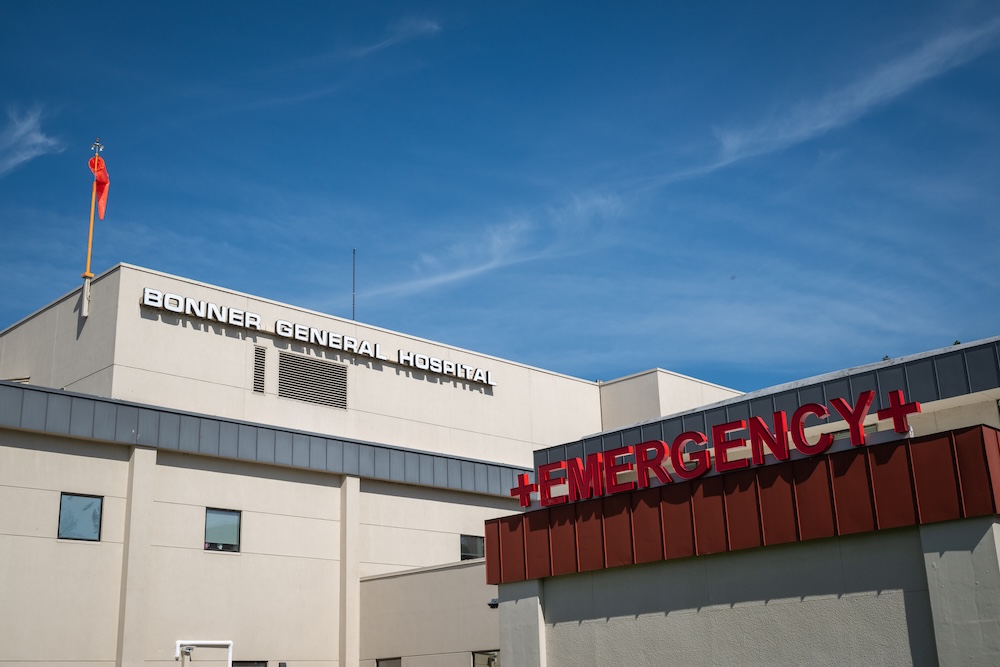Bonner General Health’s emergency room entrance in Sandpoint, Idaho. (Photo by Erick Doxey for States Newsroom)