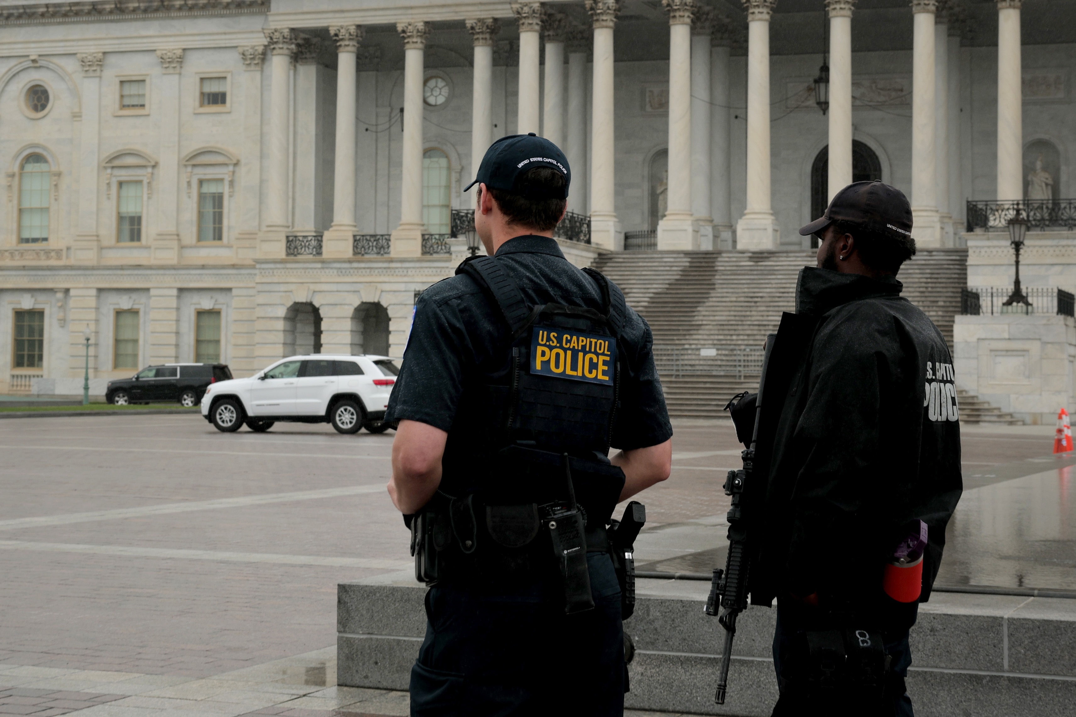 U.S. Capitol Police officers stand guard outside of the U.S. Capitol on June 16, 2025 in Washington, D.C. (Photo by Anna Moneymaker/Getty Images)