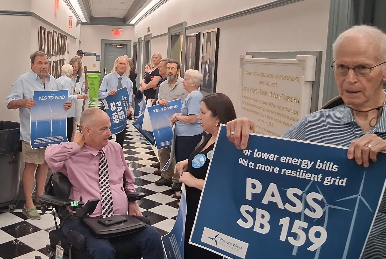 Offshore wind advocates packed Legislative Hall on the final day of the 2025 session to fight for passage of Senate Bill 159. | SPOTLIGHT DELAWARE PHOTO BY ETHAN GRANDIN