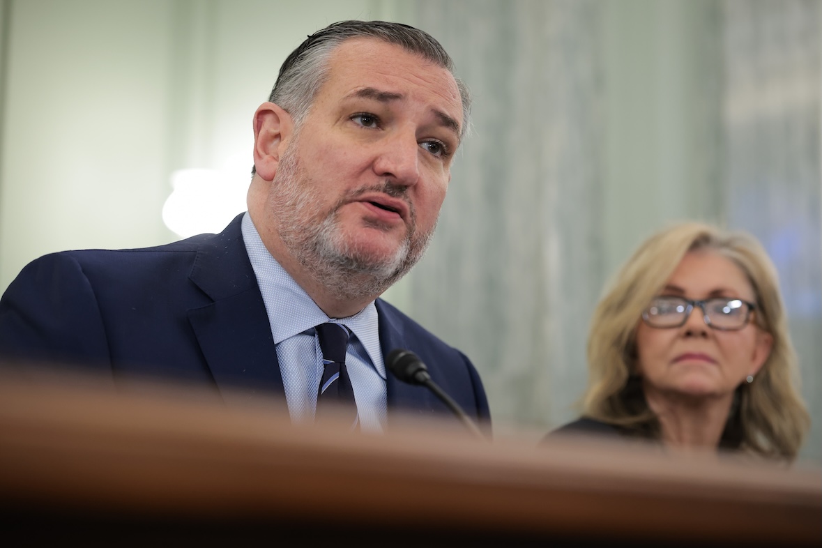 Republican Sens. Ted Cruz of Texas and Marsha Blackburn of Tennessee, shown here in a June 17, 2025, committee hearing, proposed paring down the moratorium on state-based AI laws included in the budget bill, but the provision still proved unpopular. On Monday, Blackburn cosponsored an amendment to remove the measure. (Photo by Kayla Bartkowski/Getty Images) Republican Sens. Ted Cruz of Texas and Marsha Blackburn of Tennessee, shown here in a June 17, 2025, committee hearing, proposed paring down the moratorium on state-based AI laws included in the budget bill, but the provision still proved unpopular. On Monday, Blackburn cosponsored an amendment to remove the measure. (Photo by Kayla Bartkowski/Getty Images)