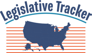 The legislative tracker logo featuring the shape of the United States in 2025