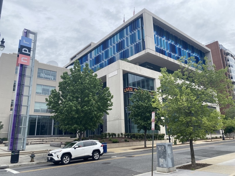 The National Public Radio headquarters in Washington, D.C., on Tuesday, May 27, 2025. (Photo by Jennifer Shutt/States Newsroom)