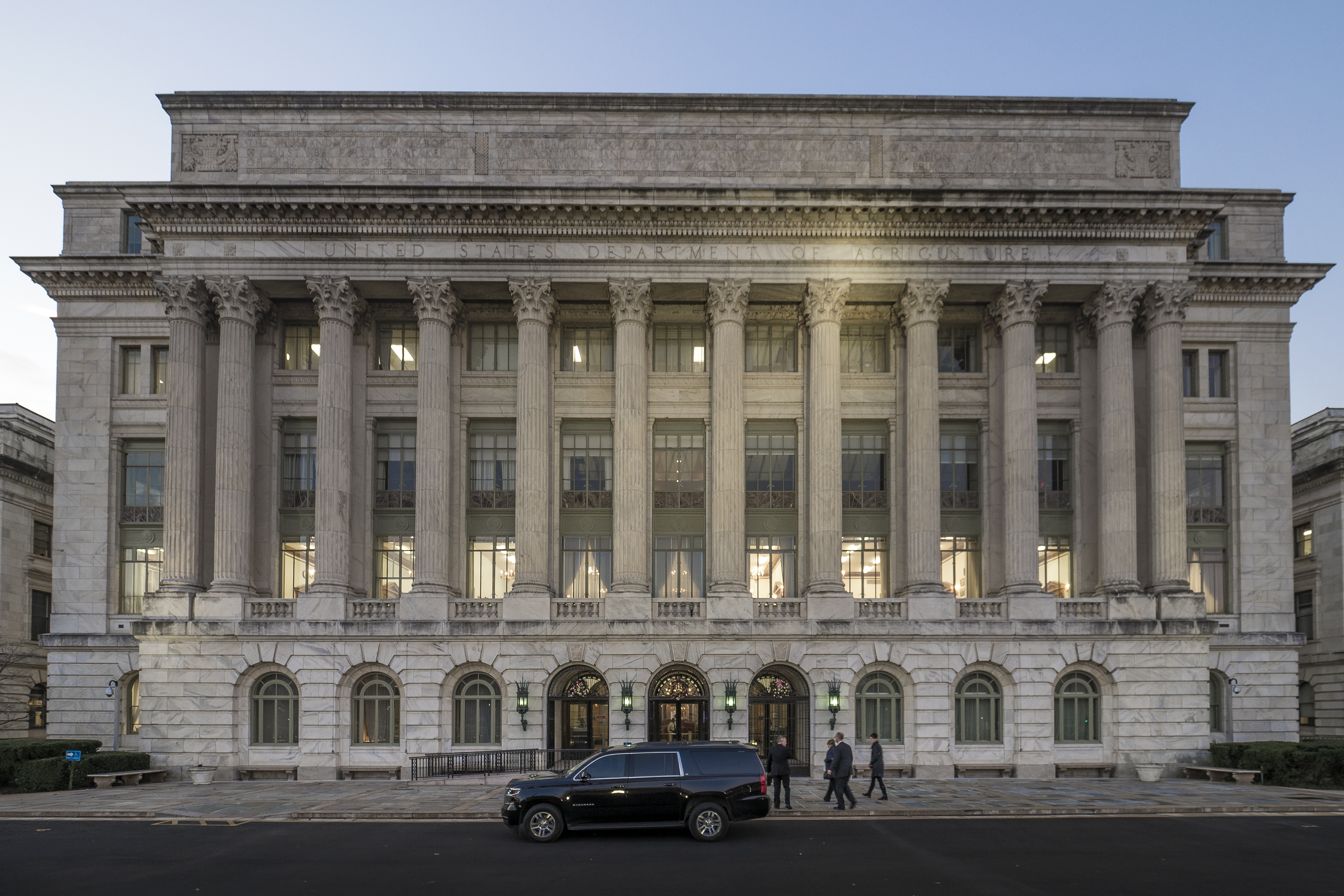 The U.S. Department of Agriculture's Jamie L. Whitten Federal Building in Washington, D.C., pictured on Dec. 18, 2017. (USDA photo by Preston Keres)