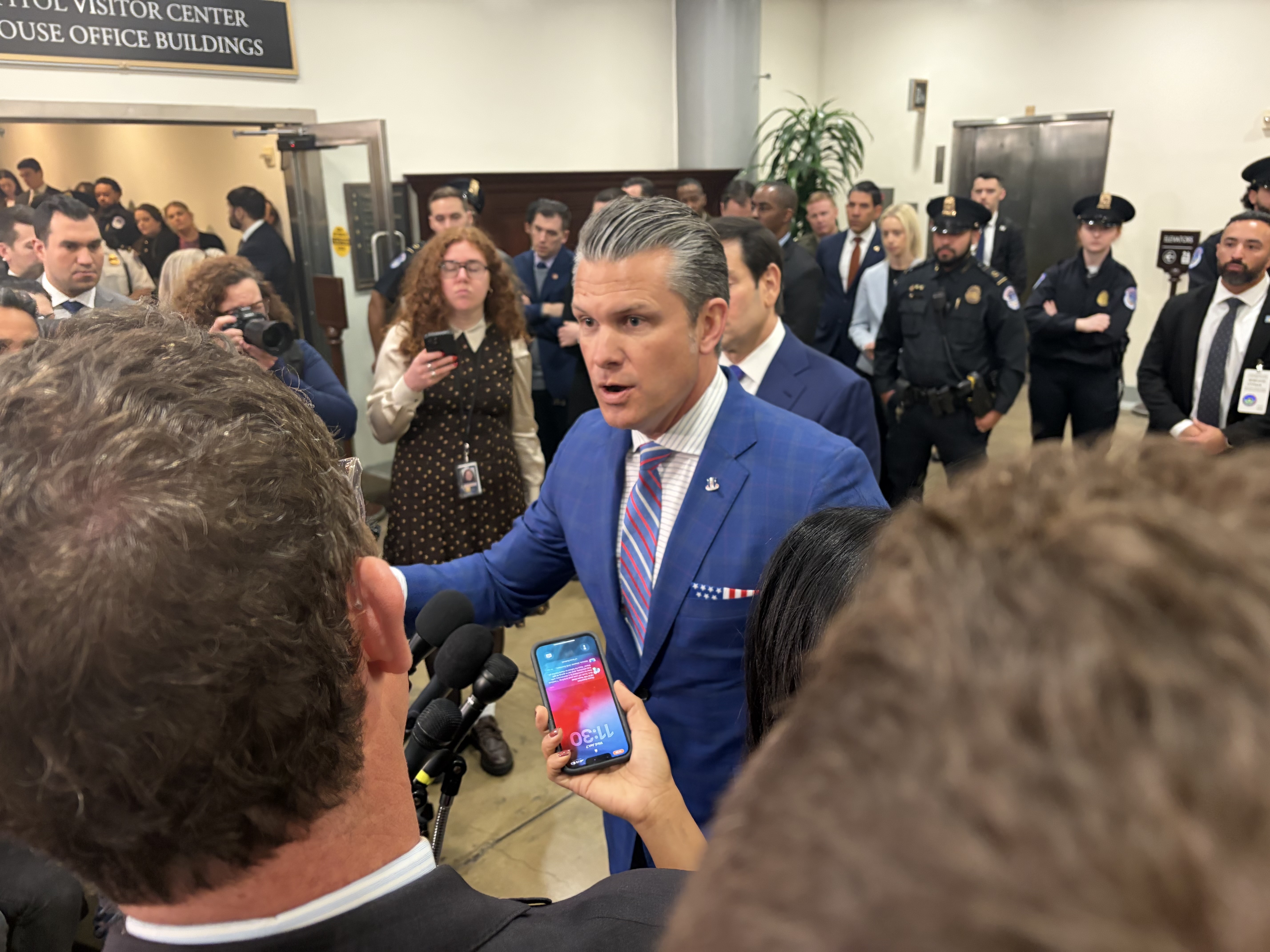 Defense Secretary Pete Hegseth speaks to reporters at the U.S. Capitol on Wednesday, Jan. 7, 2026. (Photo by Ariana Figueroa/States Newsroom)