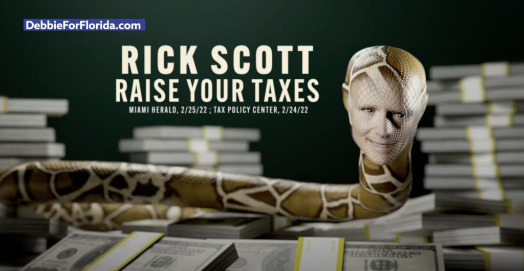 New Debbie Mucarsel-Powell/DSCC ad depicts Rick Scott as a snake New Debbie Mucarsel-Powell/DSCC ad depicts Rick Scott as a snake