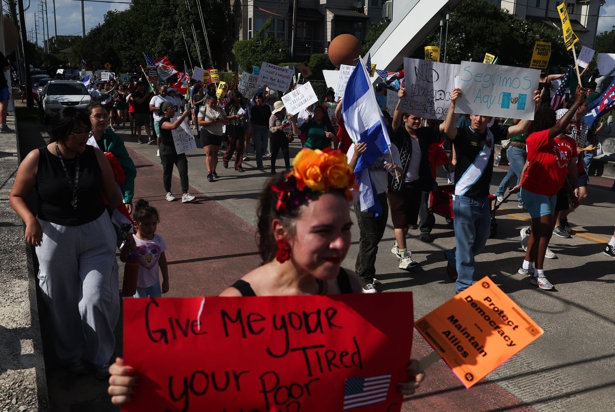 Hundreds gather in Houston and San Antonio to protest immigration crackdowns in workplaces, courthouses Hundreds gather in Houston and San Antonio to protest immigration crackdowns in workplaces, courthouses