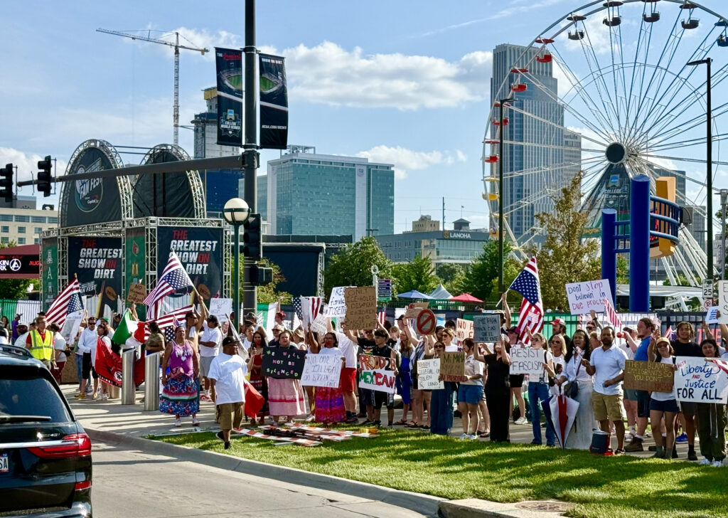Protesters use CWS as backdrop to decry Trump immigration policies, raids Protesters use CWS as backdrop to decry Trump immigration policies, raids