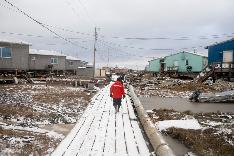 After remnants of typhoon wrecked their home, Alaska villagers consider possible move