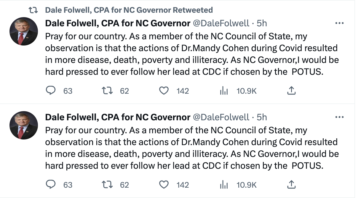 NC Treasurer takes shot at Mandy Cohen as Biden administration eyes her for head of CDC NC Treasurer takes shot at Mandy Cohen as Biden administration eyes her for head of CDC