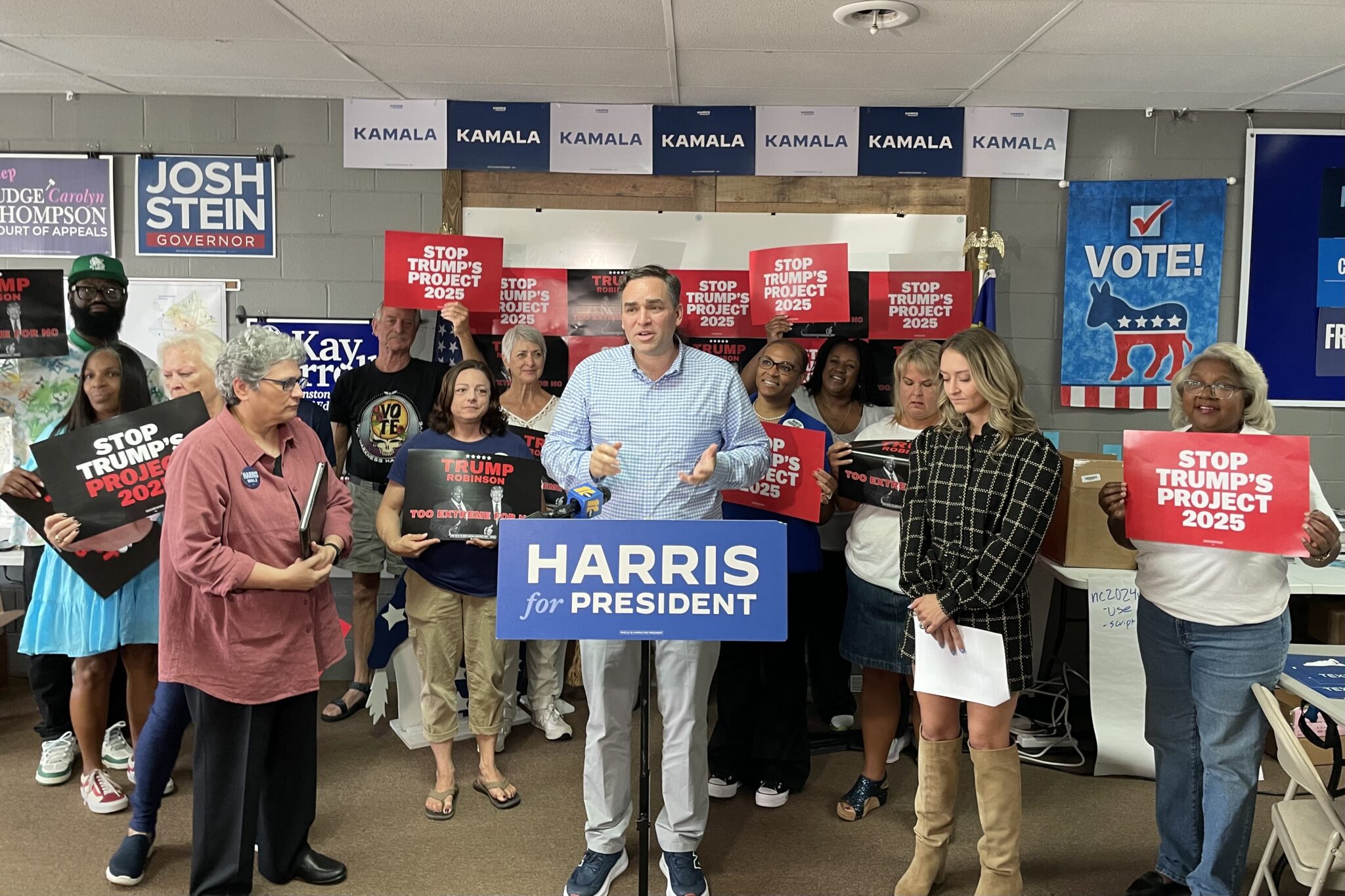 JD Vance closes with a unity pitch in Selma. Trump’s violent rhetoric got in the way. Rep. Wiley Nickel speaks beside Johnston County Democrats.
