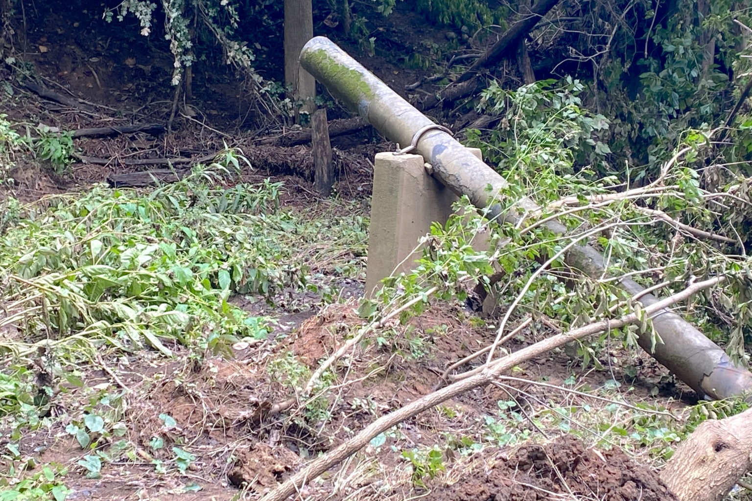 Before Tropical Depression Chantal swamped Hillsborough, the town had been counting on FEMA a broke pipe next to the Eno River