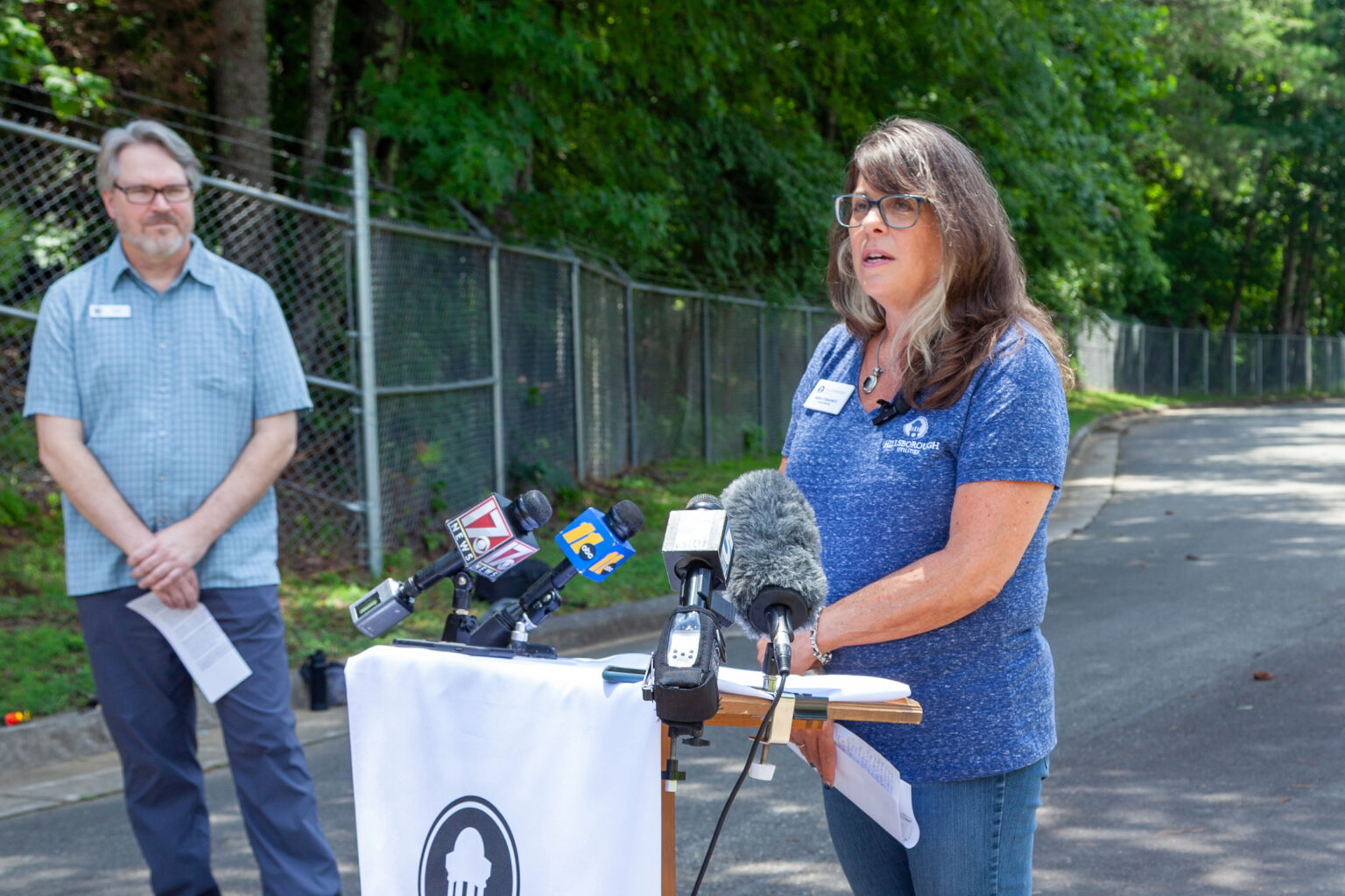 Before Tropical Depression Chantal swamped Hillsborough, the town had been counting on FEMA Hillsborough Utilities Director Marie Strandwitz (right) and Mayor Mark Bell