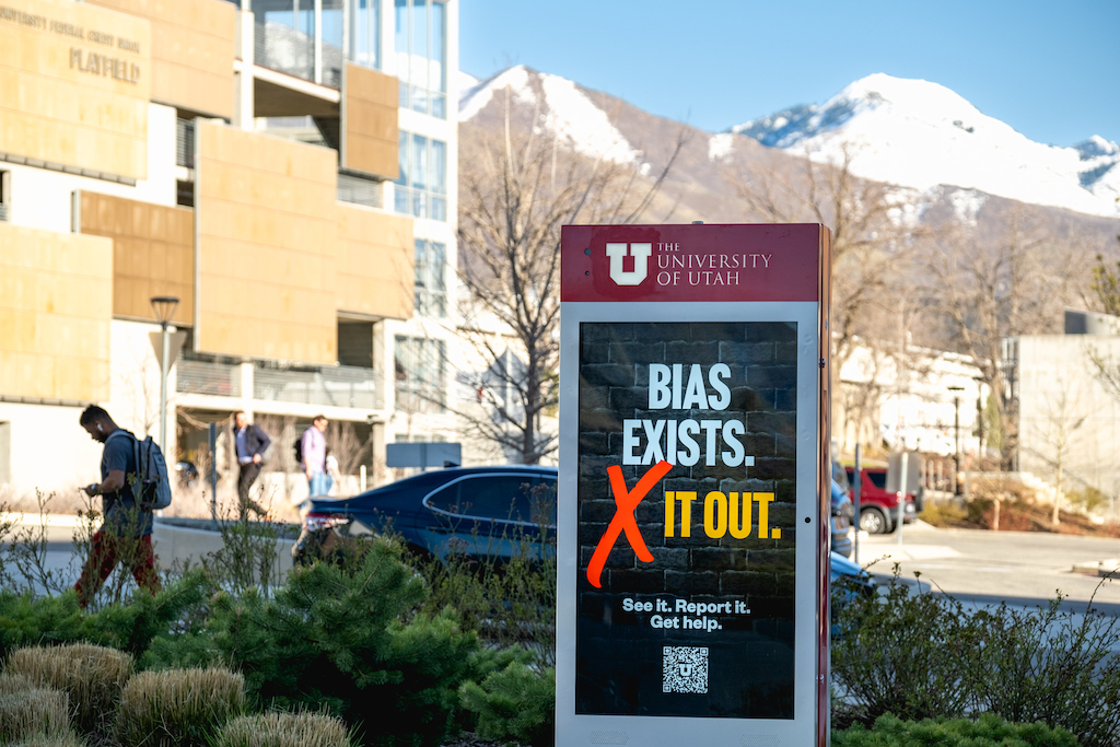 Backlash against DEI spreads to more states A sign on a university campus.