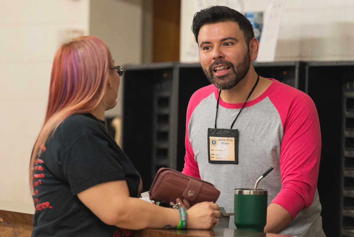 For the first time, West Texas has a permanent LGBTQ community center CEO and Founder of Pride Center West Texas, Bryan Wilson, sells playing cards during the first night of bingo hosted by the organization at the Veterans of Foreign Wars Post 4372 on May 20, 2024.