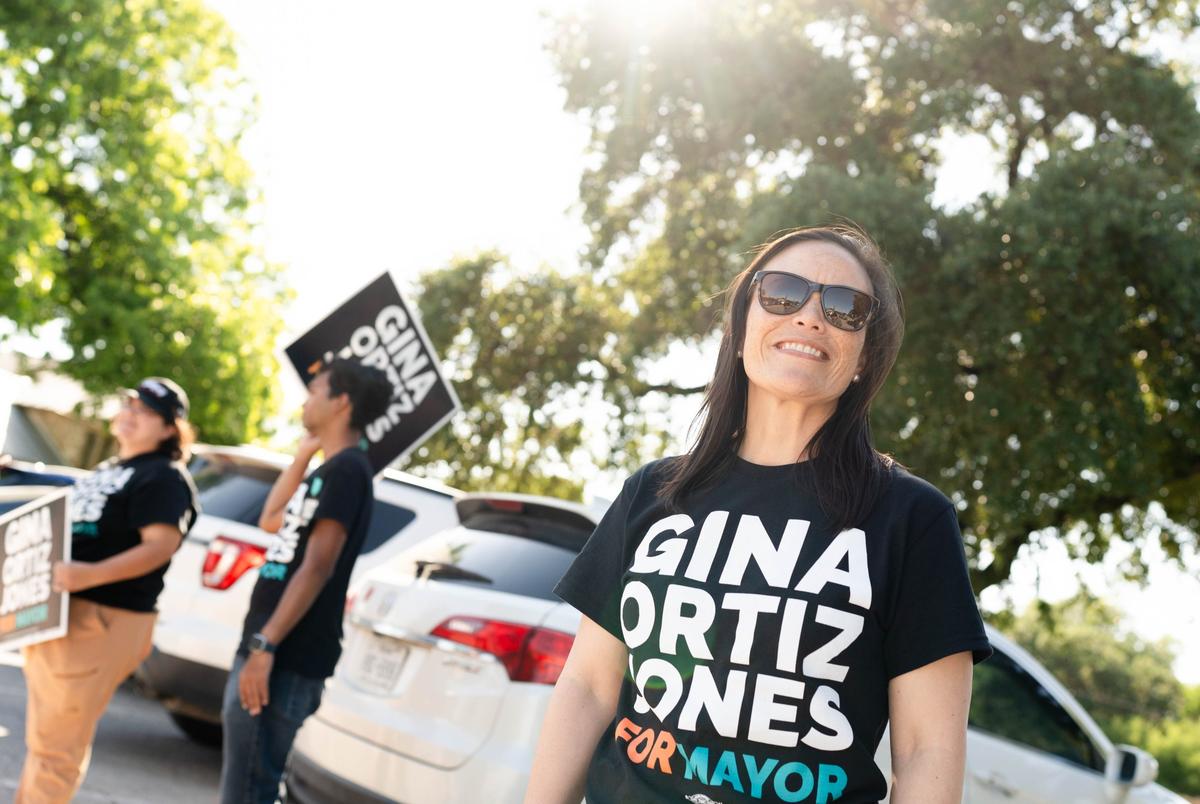 “All eyes on San Antonio”: Democratic disunity, GOP push turn mayor’s race into a political battleground Gina Ortiz Jones at the Lions Field on election day on May 3.