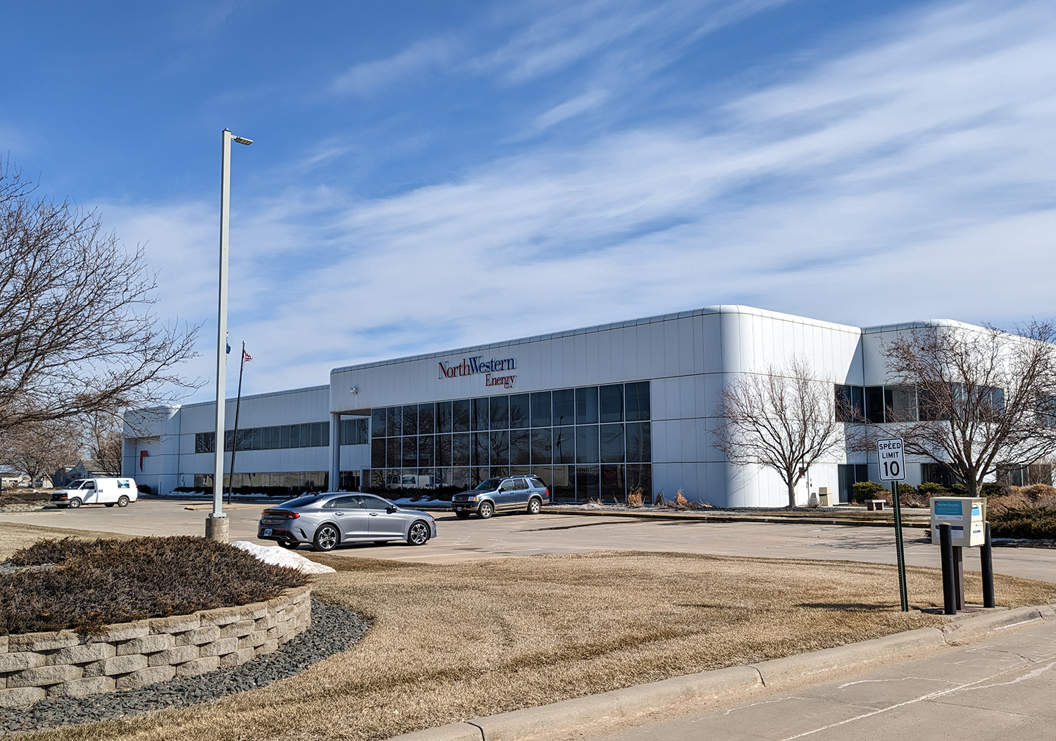 Desperation and renewal: How Huron embraced new Americans and thrived NorthWestern Energy in Huron. The company headquarters was formerly located in the city. (John Hult/South Dakota Searchlight)