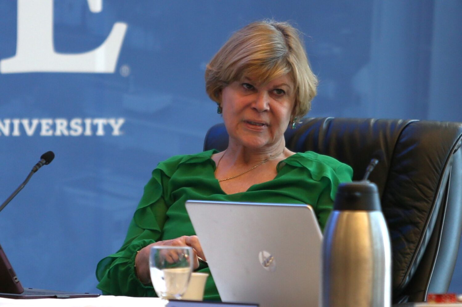 Noem’s plan to cut $17 million from maintenance and repairs is ‘shortsighted,’ regent says South Dakota Board of Regents member Pam Roberts participates in a December 2023 board meeting in Brookings. (Makenzie Huber/South Dakota Searchlight)