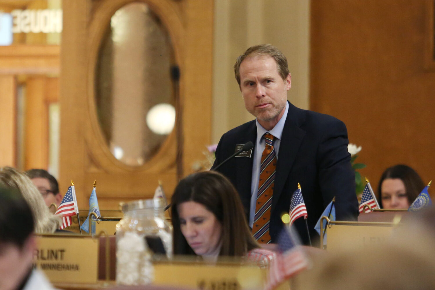 Noem budget includes cuts, but also new school-choice program and more prison money Rep. Scott Odenbach, R-Spearfish, on the House floor during the 2024 legislative session. (Makenzie Huber/South Dakota Searchlight)
