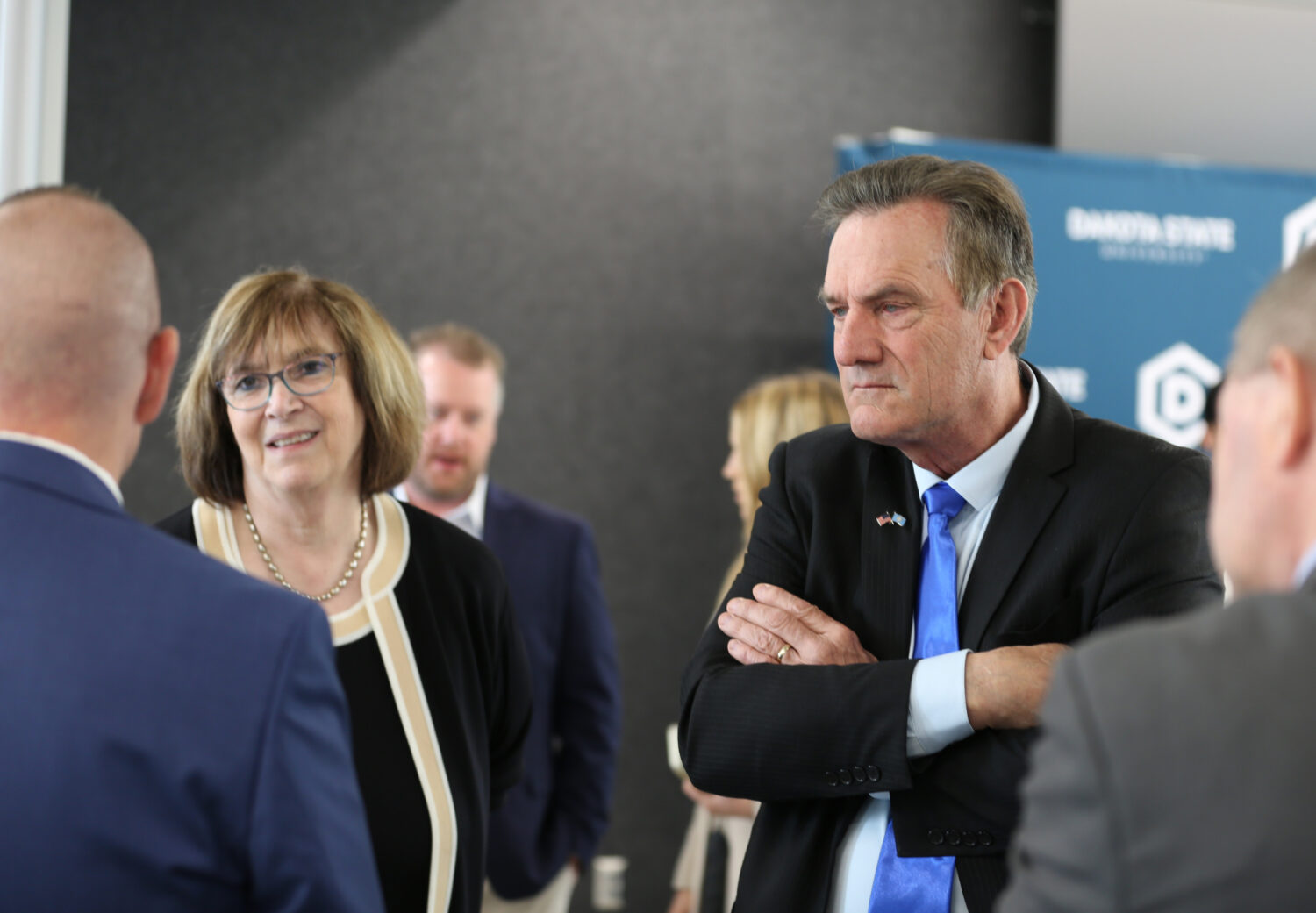 Man who says he can move TikTok to South Dakota is a bust in Wyoming politics Dakota State University President José-Marie Griffiths, left, and South Dakota Gov. Larry Rhoden speak with attendees at a press conference on May 23, 2025, in Madison. (John Hult/South Dakota Searchlight)
