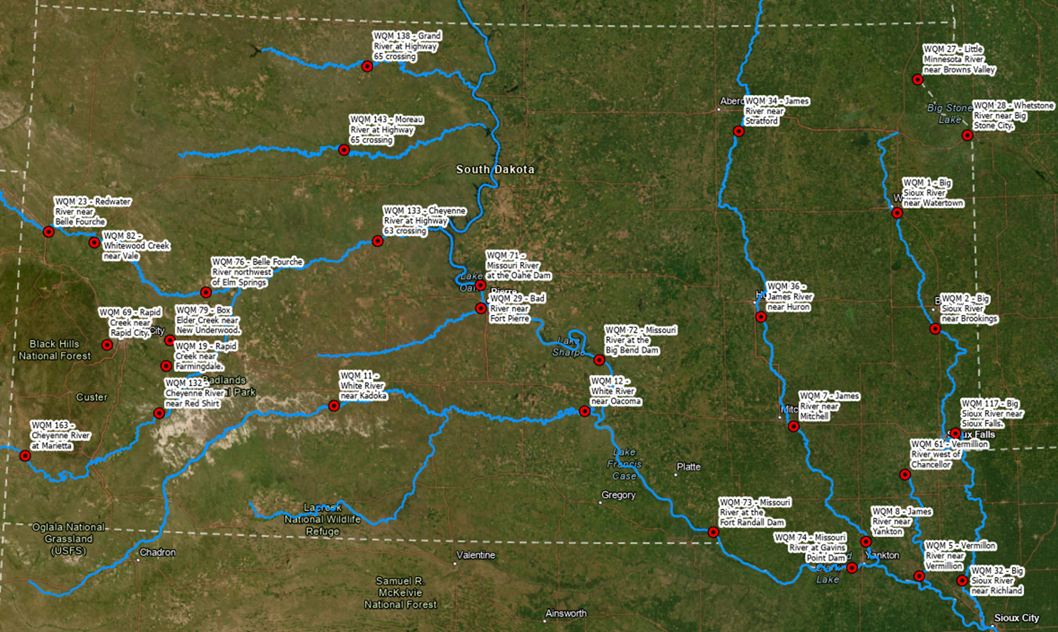 SD tests for ‘forever chemicals’ in rivers to identify, address potential contamination A map shows PFAS testing sites conducted by the state Department of Agriculture and Natural Resources. (Courtesy of SD DANR)