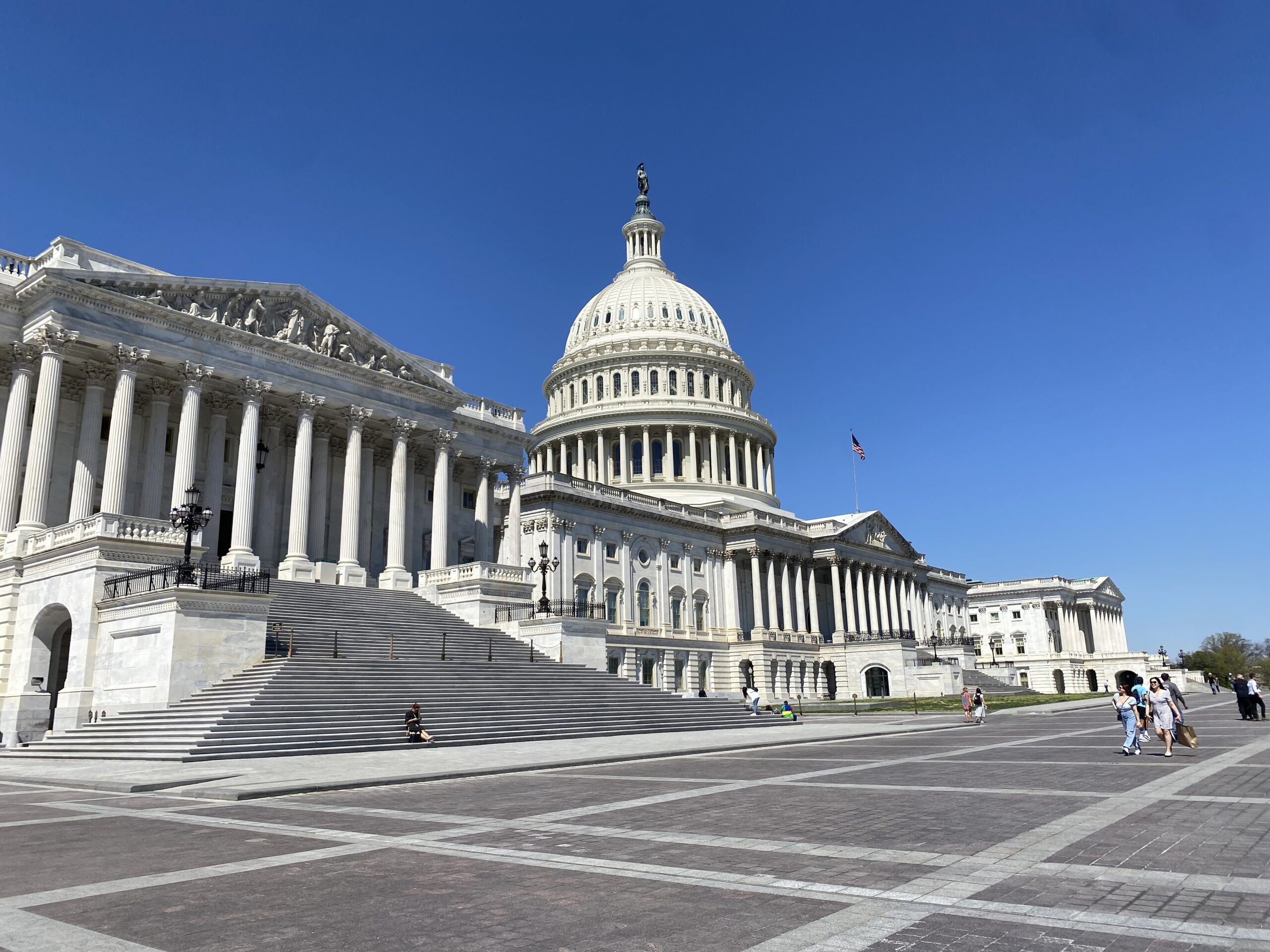 As future of abortion pill is weighed, Democrats in Congress see little they can do The U.S. Capitol, with a rotunda and wings for the U.S. House and the U.S. Senate, silhouetted against a clear blue sky.