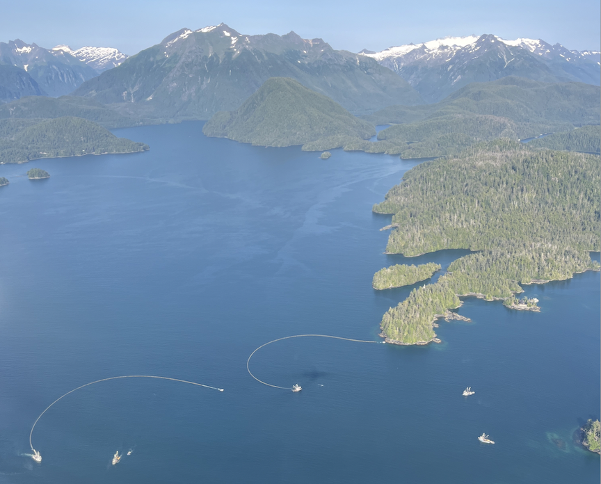 ‘Huge disaster’: Historically weak pink salmon runs strain Alaska’s seine fishermen Seiners set their nets Tuesday just outside the Southeast Alaska fishing town of Sitka. (Photo by Nathaniel Herz/Northern Journal)