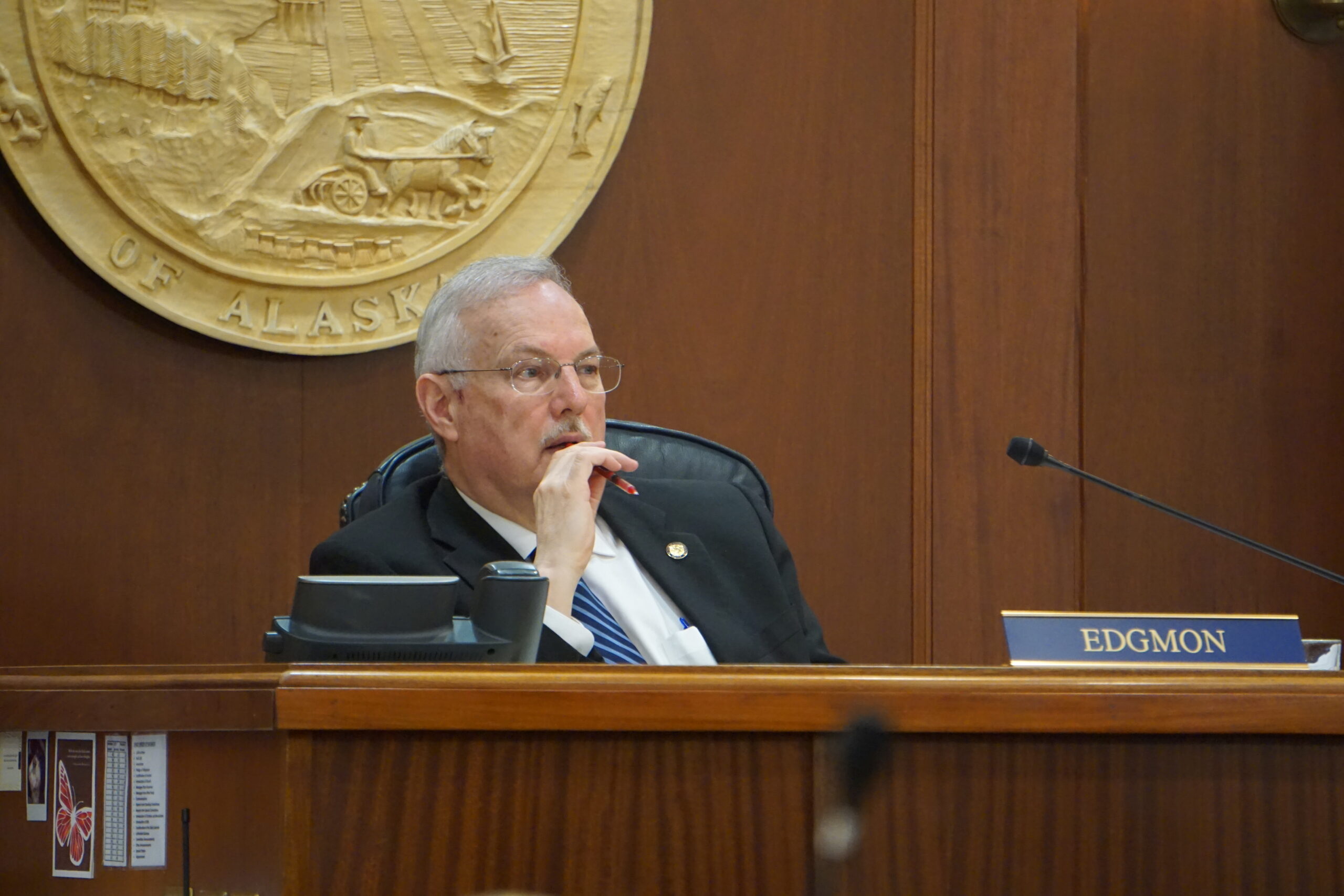 New bill would prohibit hard-rock metals mining in Alaska’s Bristol Bay watershed House Speaker Bryce Edgmon, I-Dillingham, presides over on May 20, 2025, the last day of the legislative session. (Photo by Yereth Rosen/Alaska Beacon)