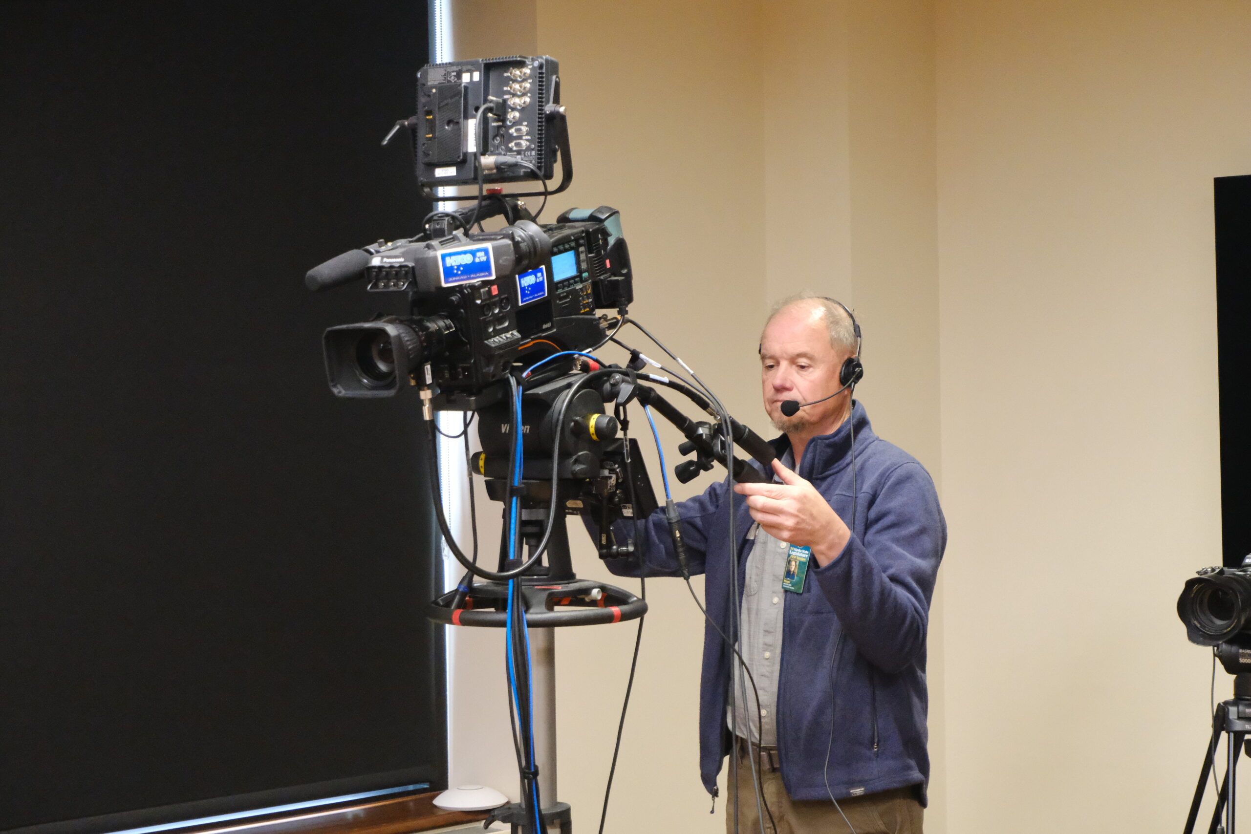 Behind the cameras: Gavel Alaska broadcasts the business of state government to Alaskans Michael Penn operates a camera live broadcasting for Gavel on May 16, 2025 (Photo by Corinne Smith/Alaska Beacon)