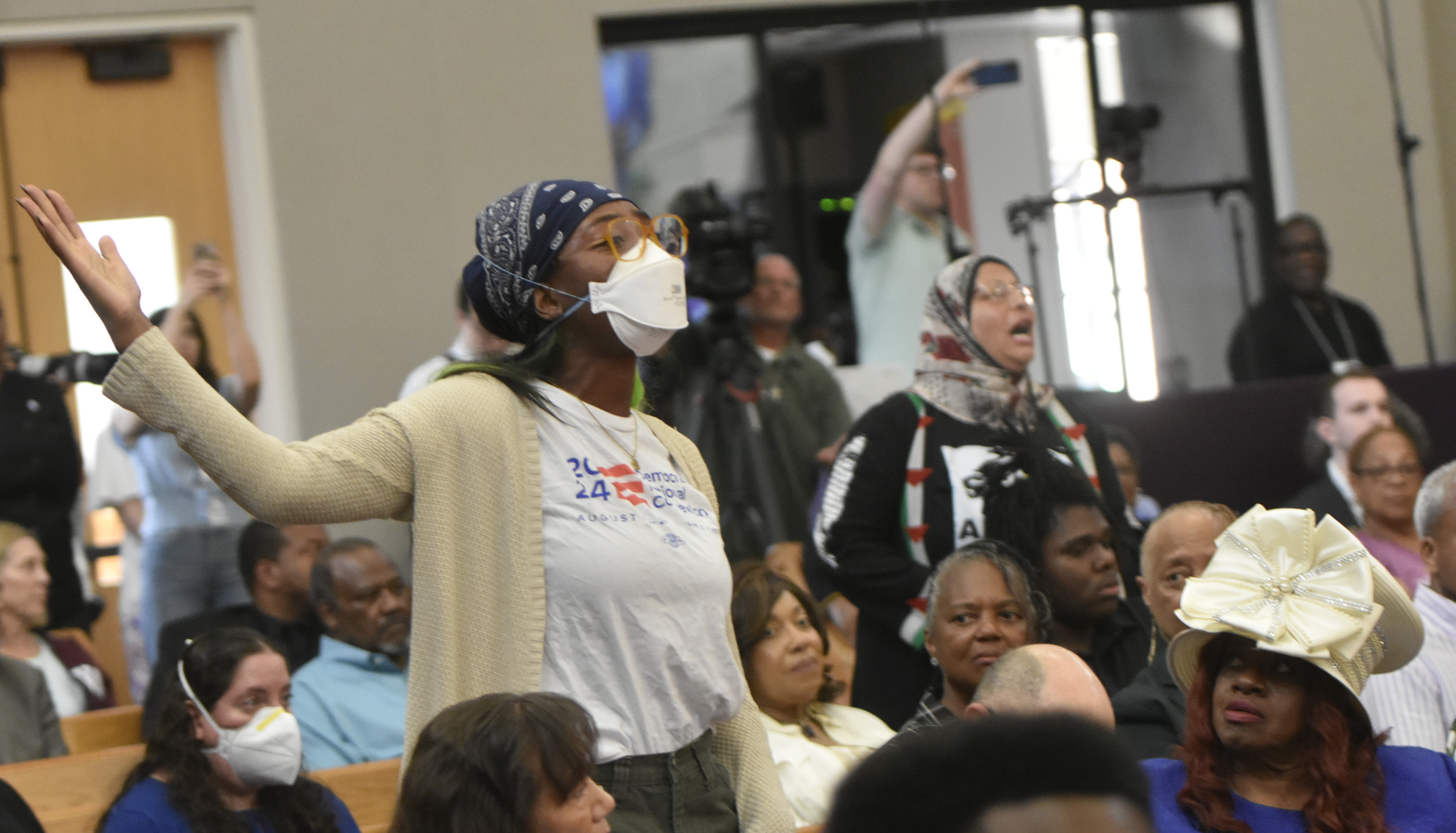Protesters disrupt Warnock town hall over Israel arms vote Protesters disrupt Warnock town hall over Israel arms vote