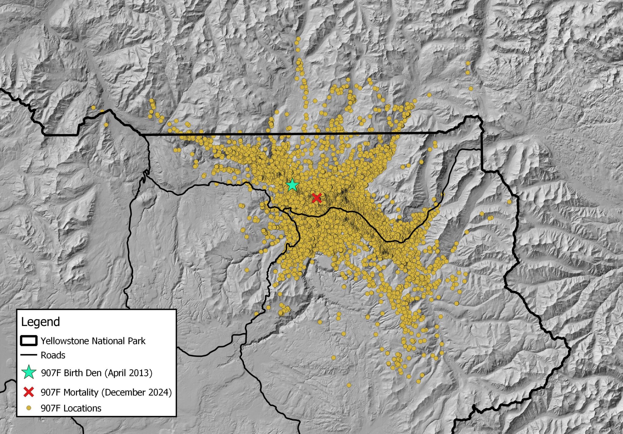 Fixing Yellowstone: How an intact ecosystem set the stage for a wolf queen’s long reign Yellowstone 907 Map