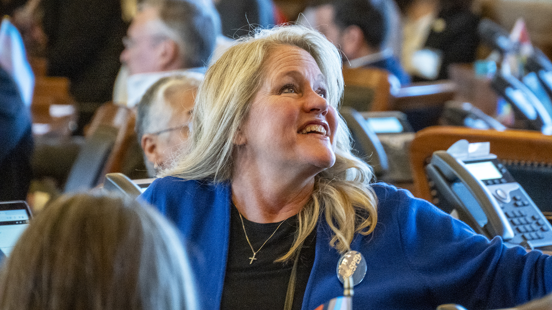 After Kansas newspaper raid, journalists remain defiant in battle for accountability Rep. Mari-Lynn Poskin, D-Leawood, on March 5, 2024
