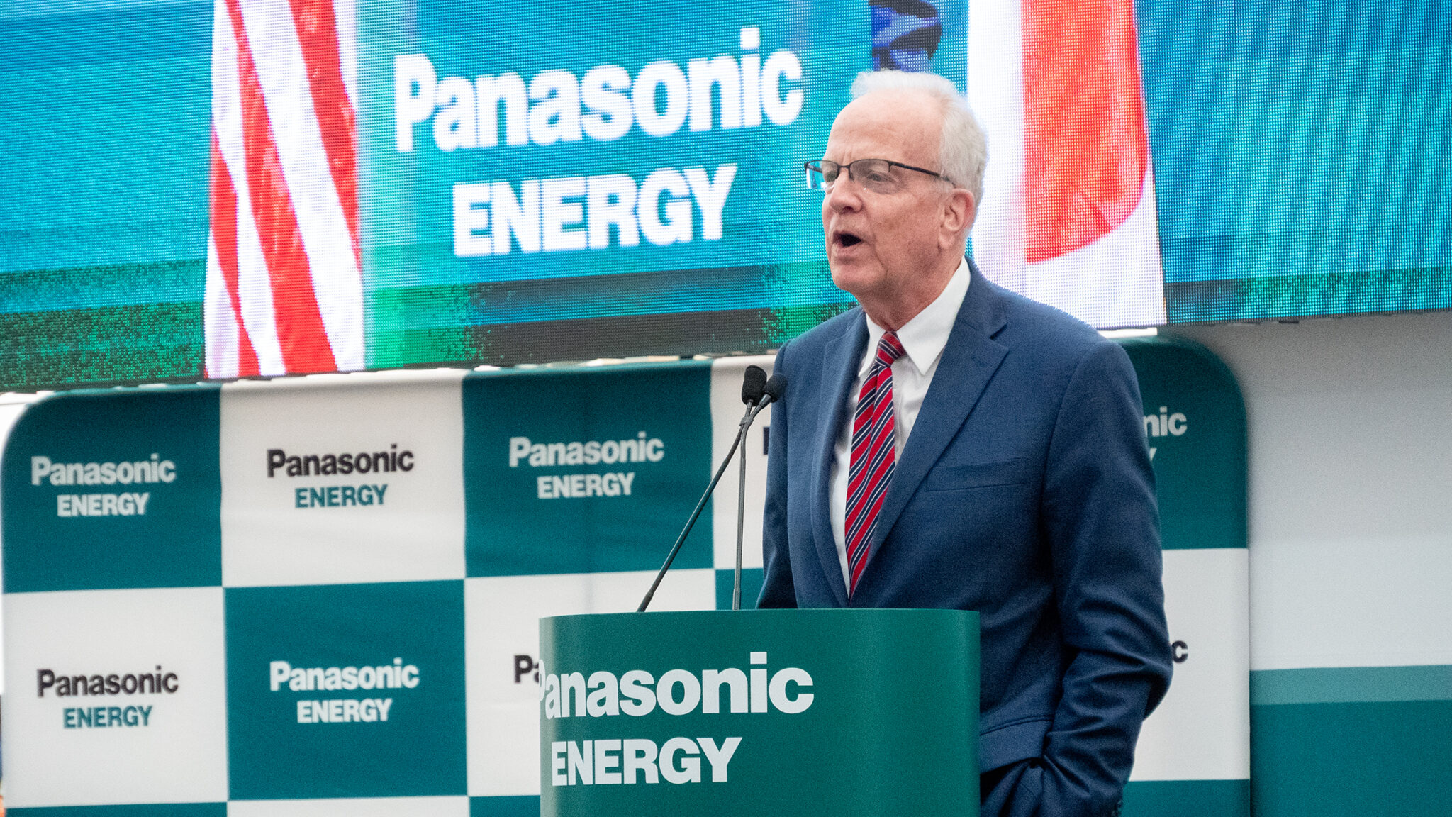 Panasonic’s vision for massive Kansas battery plant becomes reality with grand opening Kansas Sen. Jerry Moran speaks at the grand opening of the De Soto Panasonic Energy Corp. of North America battery plant