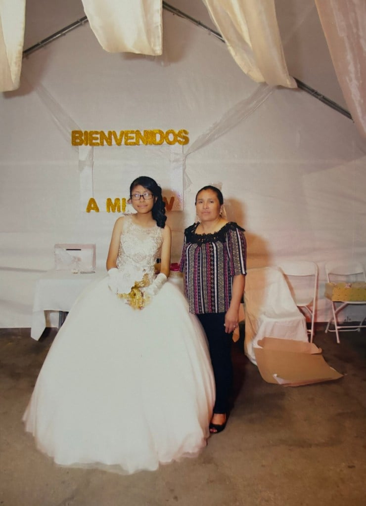 She was a rising senior on the honor roll. ICE just upended her life. Estela Ramos stands next to a girl in a quinceañera dress under a decorated tent. The photo was taken before her deportation.