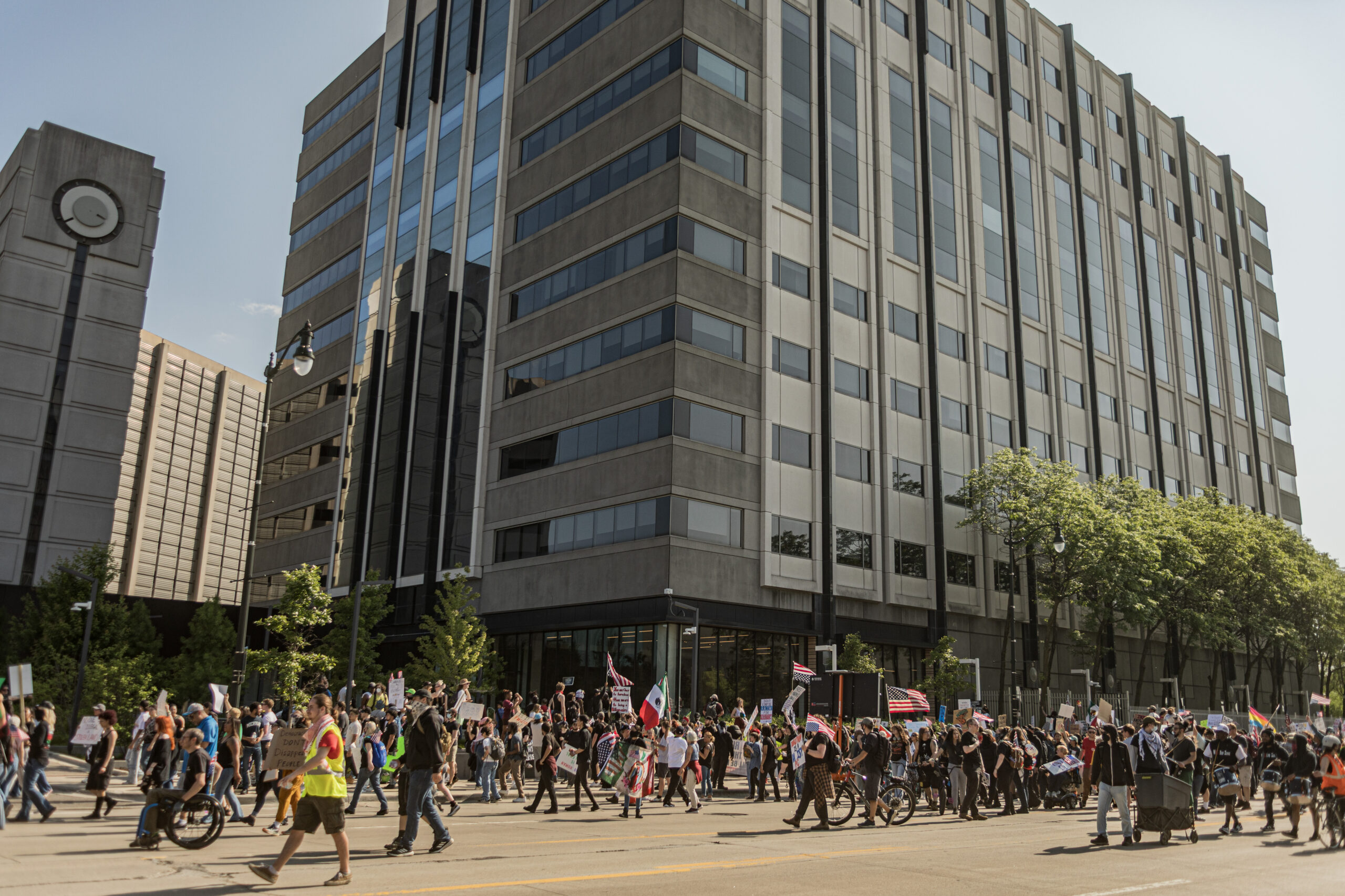 ‘Down with deportations!’ shouted by thousands at Detroit’s Clark Park amid minor confrontations ‘Down with deportations!’ shouted by thousands at Detroit’s Clark Park amid minor confrontations