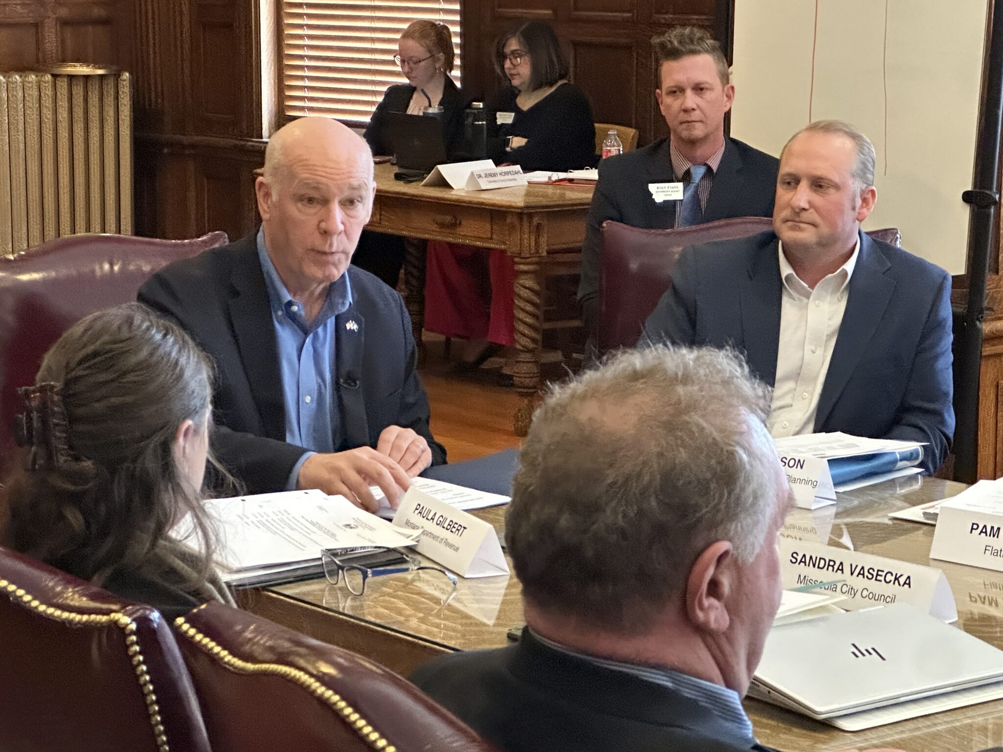 Governor’s Property Tax Task Force’s proposals finalized for delivery to Gianforte Gov. Greg Gianforte speaks to the property tax task force on what he wants to see in a report later this year. (Photo by Blair Miller, Daily Montanan)