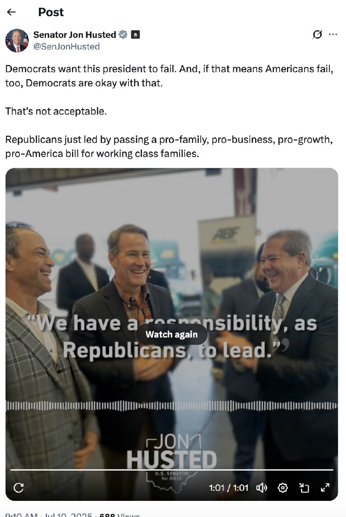 Ohio US Sen. Husted takes down post of him laughing with lobbyists, bragging about Trump’s bill Ohio US Sen. Husted takes down post of him laughing with lobbyists, bragging about Trump’s bill