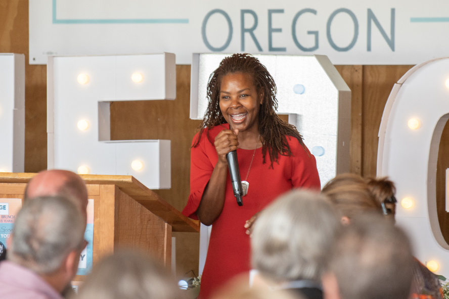 Meet Oregon’s 19 new state legislators Shannon Isadore addresses an Emerge Oregon fundraising event at Langdon Farms Golf Club in Aurora on Saturday, Sept. 14, 2024. (Andie Petkus Photography)