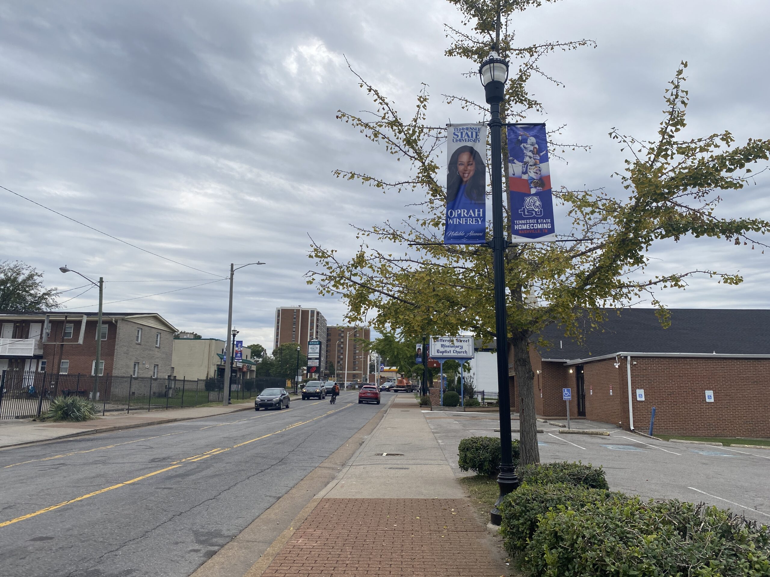 Community members: Shooting ‘not representative’ of Jefferson Street culture Light posts with banners celebrating Tennessee State University's homecoming and the school’s prominent alumni line Jefferson Street in Nashville, Tennessee.