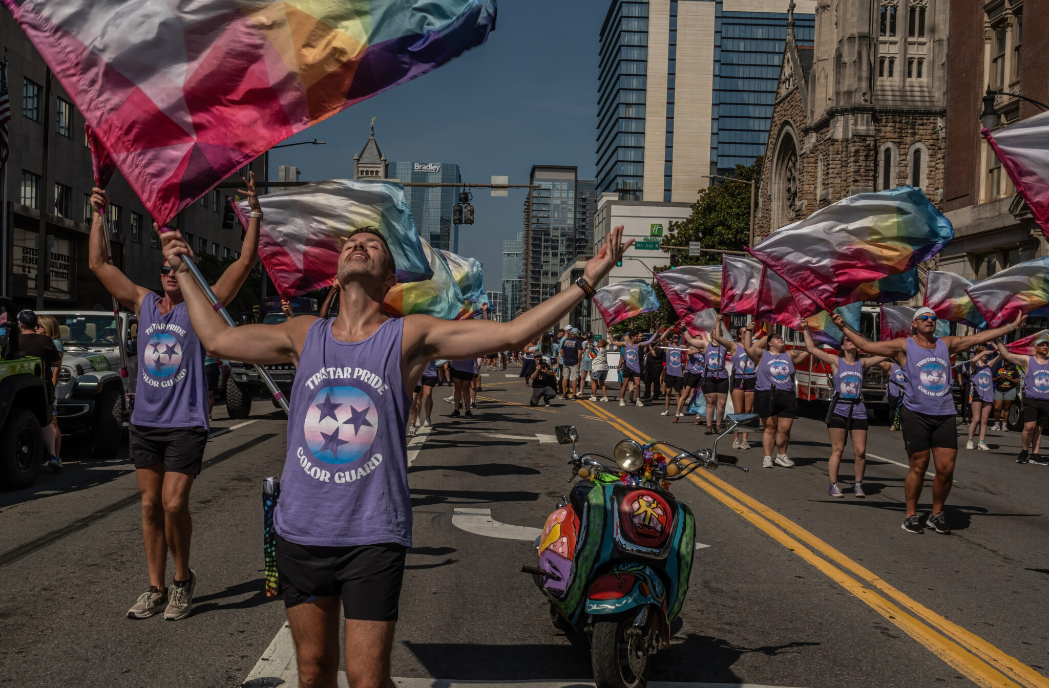“Choose how you love:” Nashville Pride 2025 The Tennessee Tristar Pride color guard performs during the Nashville Pride parade.(Photo: John Partipilo/Tennessee Lookout)