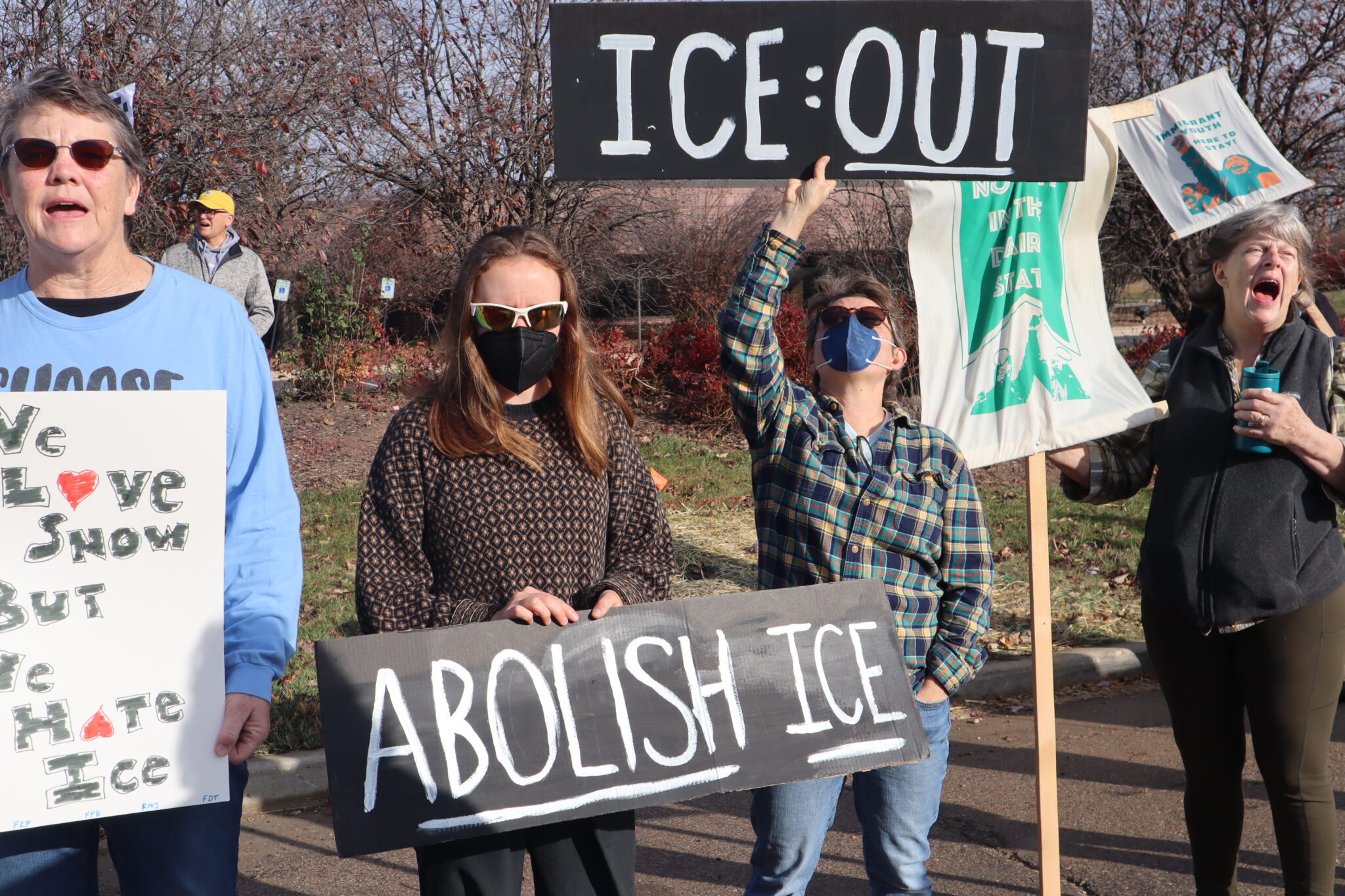Protesters demonstrate outside new ICE detention building in Milwaukee Protesters march outside of a new ICE facility being constructed in Milwaukee. (Photo by Isiah Holmes/Wisconsin Examiner)