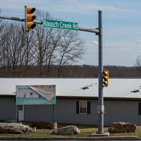 An intersection in rural Pennsylvania near Kids-R-Kids daycare center at Route 209 and Rausch Creek Road