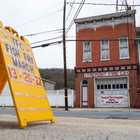 A sign advertising a fish fry at the Tremont Borough Fire Company, in Tremont, Schuylkill Count