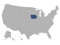 Iowa highlighted in a map of the U.S.