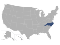 North Carolina highlighted in a map of the U.S.