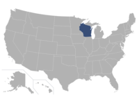 Wisconsin highlighted in a map of the U.S.
